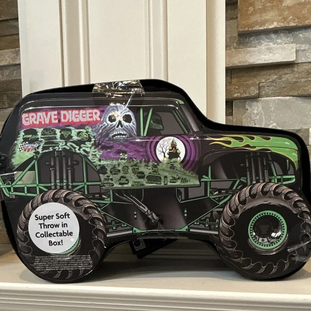 Collector’s Gravedigger Monster Jam Blanket & Monster Jam Truck Set Of 4